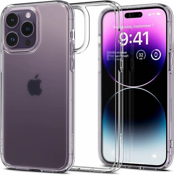 d-167 Spigen iPhone14ProMax ケース 衝撃吸収 耐衝撃 ストラップホール付き 半透明 マット感 指紋防止 黄変なし 画面保護 レンズ保護 