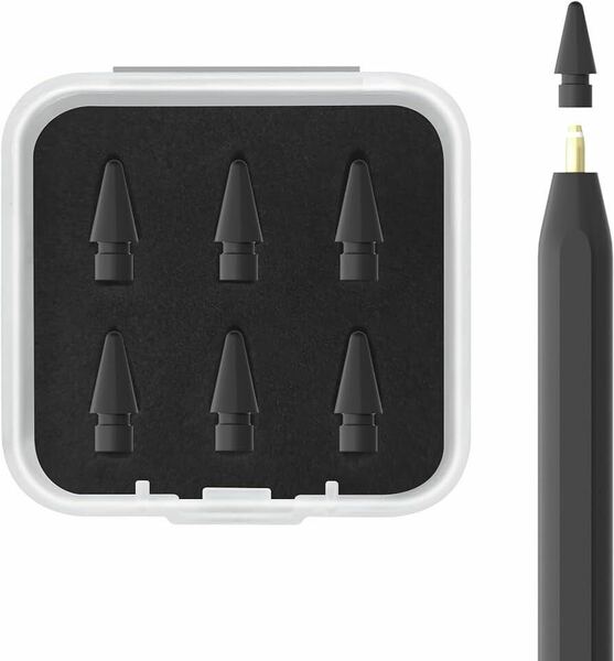 d-263 【6個入り】 Anikks Apple Pencil専用交換ペン先アップルペンシル 第1/2世代用交換用チップ 高耐摩耗性 超高感度 ケースに汚れあり
