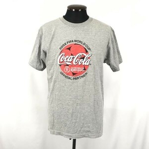 レア品★コカ・コーラ/FIFAワールドカップ 2002/日韓/半袖Ｔシャツ【メンズM程度/グレー】オフィシャルスポンサー/記念品/ウェア◆BG326