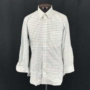 dunhill /ダンヒル★長袖シャツ【2/メンズM/CUSTOM MADE/白×緑×黒/グラフチェック】ボタンダウン/shirts◆BG893