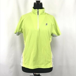 PRINCE* short sleeves half Zip shirt / sport wear [ lady's L/ light green / yellow green ]*BG707