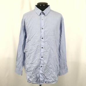  Calvin Klein * long sleeve shirt [ men's 2L/ blue / blue ]*BG601