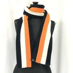 TAKEO KIKUCHI★マフラー/ストール【156×13/Black×Orange/ストライプ】Scarf◆CM64