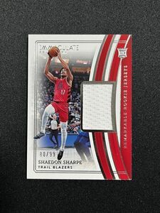 【99枚限定】 Shaedon Sharpe シェイドン・シャープ 2022-23 Panini NBA Immaculate Rookie Jersey RC ブレイザーズ