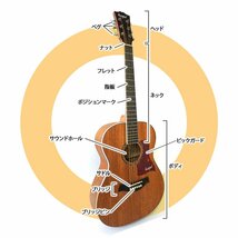 Kaspal ミニギター アコギ マホガニー コンパクト アコースティックギター 弦 初心者 子供用 女性用 男性用 ナチュラル GT360N_画像8