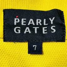 極希少◆特大サイズ【7/XXL】パーリーゲイツ PEARLY GATES 半袖 ポロシャツ ゴルフウェア GOLF 吸水速乾性◎黄 イエロー ワッペン多数 2XL_画像4