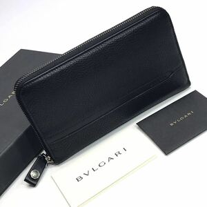 ★未使用／箱付★BVLGARI ブルガリ 17S OCTO／オクト ジップウォレット ブラック グレインレザー ラウンドファスナー 長財布 36968