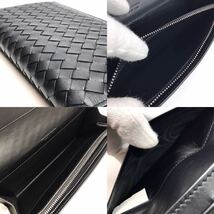 ★未使用級／人気★BOTTEGA VENETA ボッテガヴェネタ イントレチャート コインパース付きロングウォレット ブラック 長財布 156819 V4651_画像9