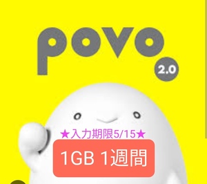 povo2.0 プロモコード1GB コード入力期限2024年5月15日 即決