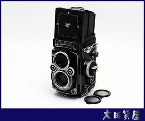 38)質屋☆ROLLEIFLEX 3.5F Planar 1:3.5 f=75mm 120/220切替 フラットグラス付 革ケース付き シャッター不良 ジャンク品 ☆1円～売り切り