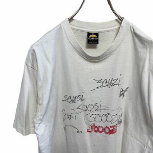 19 H.L.MILLER　L アメリカ古着　USA製　シングルステッチ　80s 90s ビンテージ　半袖　プリント　Tシャツ　ホワイト　メンズ