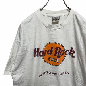 41 ハードロックカフェ PUERTO VALLARTA アメリカ古着　メキシコ製　XG 半袖 プリント　Tシャツ　ホワイト　Hard Rock Cafe メンズ