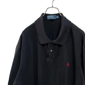 130 ポロバイラルフローレン　3XLT アメリカ古着　ポニーロゴ刺繍　半袖　ポロシャツ　ブラック　Polo by Ralph Lauren メンズ