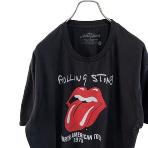 137 ザローリングストーンズ　2X アメリカ古着　50/50 バンド　プリント　半袖　Tシャツ　ブラック　the Rolling Stonesメンズ