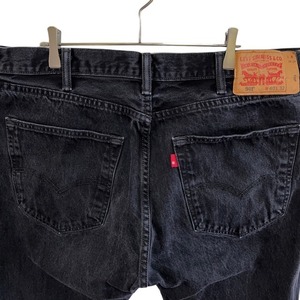 127 Levi's 501 w40 America old clothes big size button fly black jeans Denim pants Levis black bread men's 