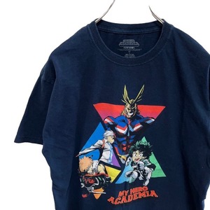 B39 僕のヒーローアカデミア　アメリカ古着　メキシコ製　アニメ　プリント　半袖　Tシャツ　ネイビー　MY HERO ACADEMIA メンズ