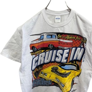 B27 ギルダン　M アメリカ古着　ナスカー　レーシング　プリント　半袖　Tシャツ　ホワイト　GILDAN メンズ