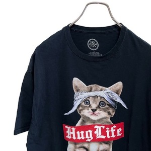 C21 ドム　L アメリカ古着　猫　アニマル　プリント　半袖　Tシャツ　ブラック　DOM メンズ