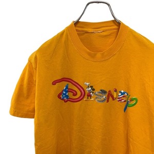 C58 Disney ディズニー　アメリカ古着　ミッキー　 プリント　半袖　Tシャツ　イエロー　オレンジ メンズ