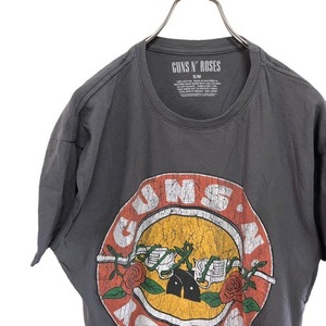 E17 GUNS N ROSES アメリカ古着　バンド　半袖　プリント　Tシャツ　ガンズアンドローゼス　グレー　メンズ