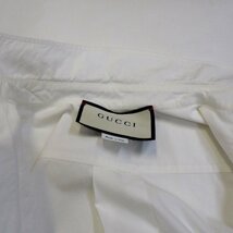 レターパックOK GUCCI グッチ コットン100％ くま刺繍 五分袖 ショート丈 クロップド シャツ ブラウス トップス ホワイト 38 [64225]_画像9