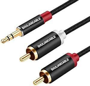 SHULIANCABLE 3.5mm to 2RCA 変換 ステレオオーディオケーブル， オス to 2*オス RCA ケーブ