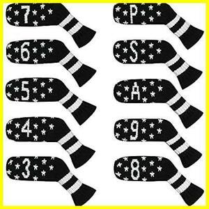 ★BlackWhiteStar★ Scott Edward ゴルフアイアンヘッドカバー 10個 セット 入り かわいい 基本的に靴下の形 洗濯可能 耐久性