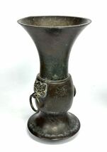 時代物　銅鍍銀環耳瓶　古銅　花器　銅器　唐物　中国美術　a03161_画像3