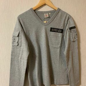 AVIREX アヴィレックス 長袖 ファティーグ Tシャツ グレー