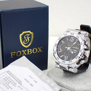 UH1652《1円》《極美品》稼働 FOXBOX メンズ アナデジ腕時計 クロノグラフ 純正ラバーバンド 箱・取説付の画像2