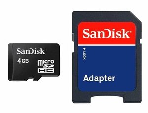 新品 SanDisk マイクロSDカード4GB SDアダプタ付