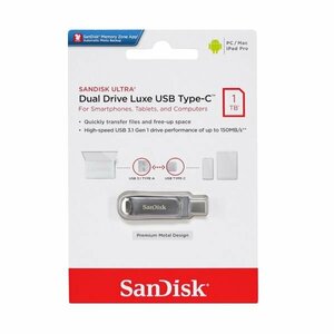 新品 SanDisk USBメモリー1TB Type-C/Type-A兼用 150MB/s USB3.0対応 回転式キャップ 銀色