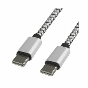 新品 USBケーブル 2m Type-C(オス-オス) データ転送/5A出力対応 銀色