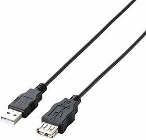 ブラック 2m RoHS指令準拠&環境配慮パッケージ エコUSB延長ケーブル USB2.0 2個セット Aオス-Aメスタイプ U2