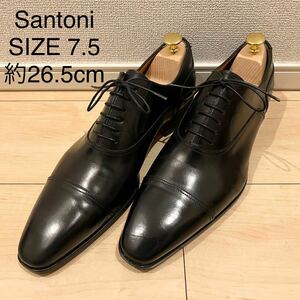 Santoni サントーニ ストレートチップ ブラック 黒 イタリア製 革靴 ビジネスシューズ 