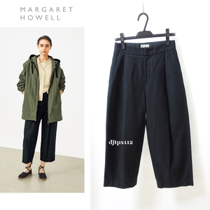 定価31,900円*カタログ掲載*美品*MARGARET HOWELL*2019*定番リネン混 クロップド タックパンツ*サイズ1*COTTON LINEN TWILL 