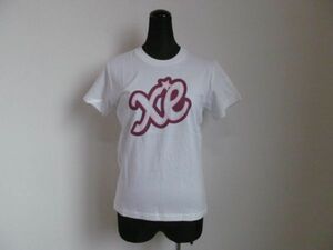(57366)レディース　コットン　半袖　クルーネック　ロゴ　プリント　Tシャツ　カットソー　ホワイト系　M　タグ付き　未使用