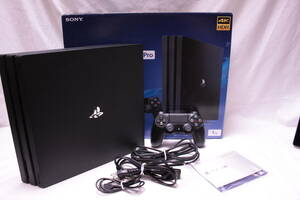 【起動確認・読み込みOK】SONY PS4 ProジェットブラックCUH-7100B 1TB◆純正コントローラー×1、電源・HDMI・USBケーブル付