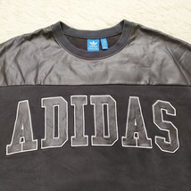 adidas originals アディダスオリジナルス 半袖Tシャツ フェイクレザー 合皮 ラグラン LL ブラック 黒 ドルマンスリーブ レディース メンズ_画像2