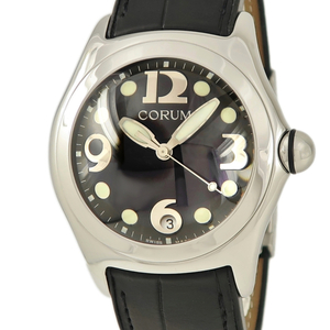 【3年保証】 コルム バブル 163.150.20 黒 アラビア ドット ドーム型ガラス クオーツ メンズ 腕時計
