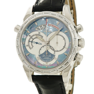 【3年保証】 オメガ デ ヴィル CO-AXIAL ラトラパンテ 4642.72.31 プラチナ無垢 純正ダイヤ スプリットセコンド 自動巻き メンズ 腕時計