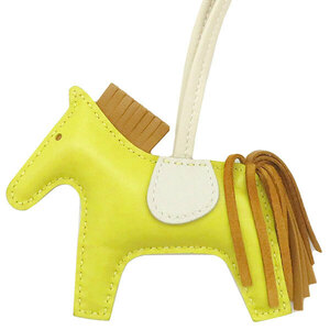  Hermes bag charm Rodeo PM yellow horse motif yellow color white tea used 