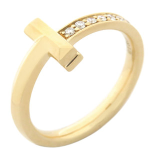 Tiffany Ring Ring T Один набор K18YG Gold T &amp; Co. 750 YG 18 Gold Pave Diamond Используется