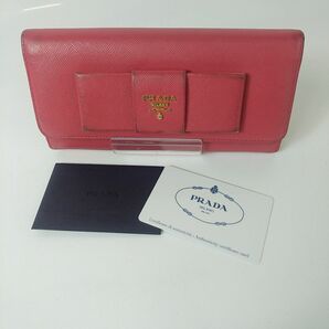 【PRADA】二折り長財布 ピンク レディース ブランド 正規品 中古品