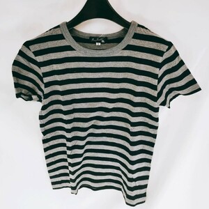 ☆美品 MARY QUANT マリークワント Tシャツ 半袖 グレー ボーダー サイズS 半袖 服 カットソー トップス シンプル 服 A-3