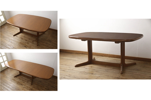 R-062786 Denmark Vintage GUDME(gdome) Niels.O.Moller design cheeks material oval dining table ( extension )