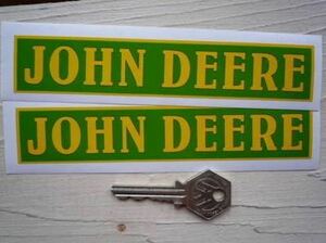 即納 ジョンディア JOHN DEERE yellow/green 150mm x 30mm 2枚セット ステッカー 《送料無料》