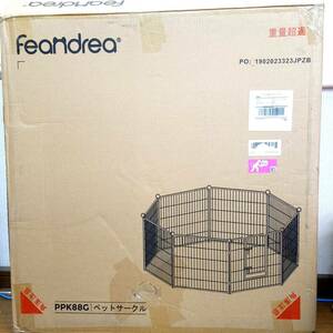 同梱不可★【在庫処分価格】FEANDREA ペットサークル 大型犬用 中型犬用 ペットフェンス PPK88G スチール製 パネル8枚 高さ80cm ☆05-046a