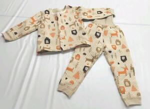 ★【在庫処分価格】Baby koi ベビー服 100cm パジャマ厚手腹巻上下セット 春秋冬長袖女の子男の子 子供服総柄☆T05-151a