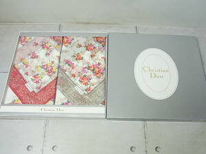 Christian Dior/クリスチャン ディオール　ハンカチ ２枚組　綿 100％　未使用/箱付き